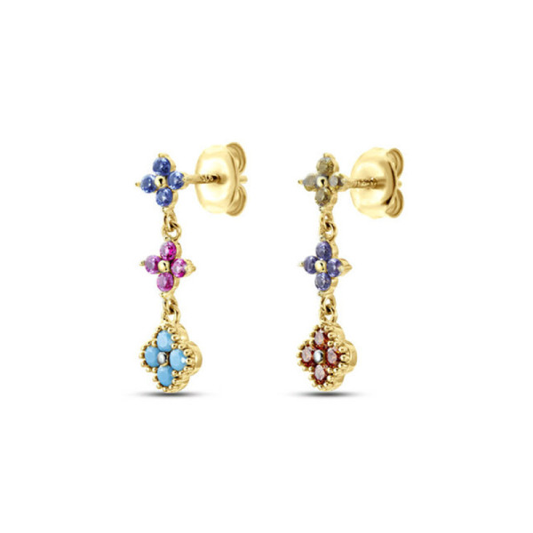 925 Silver Multicolor Geometric Drop Earrings