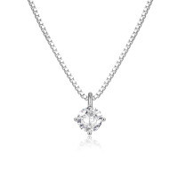 925 Silver Prong-Set Cubic Zirconia Pendant Necklace
