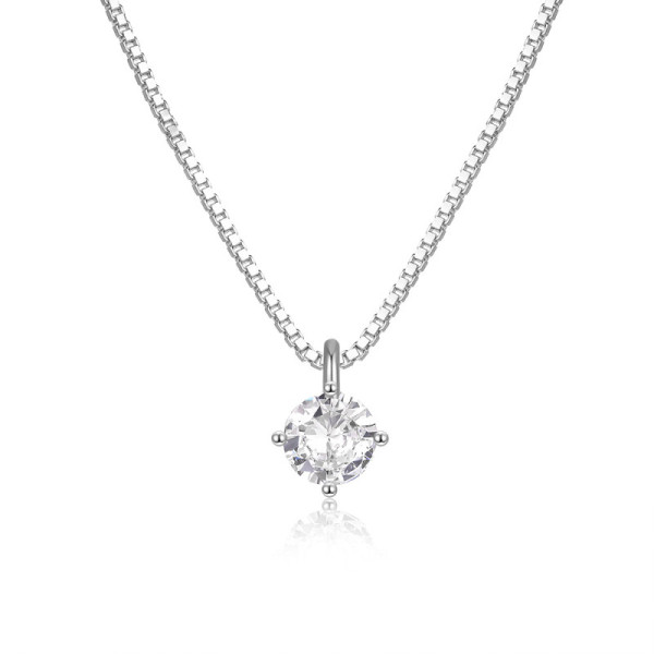 925 Silver Prong-Set Cubic Zirconia Pendant Necklace