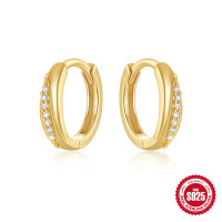 Gold-Plated Pavé Huggie Earrings
