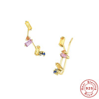 925 Silver Multicolor Stone Climber Earrings