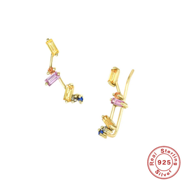 925 Silver Multicolor Stone Climber Earrings