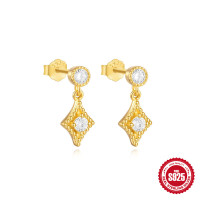 Gold-Plated Geometric Dangle Earrings