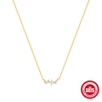 Gold Geometric Pendant Necklace with Cubic Zirconia