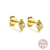 925 Silver Gold-Tone Minimalist Stud Earrings