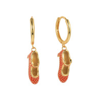 Gold Hoop Earrings with Enamel Shoe Charms