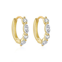 Gold-Plated Crystal Small Hoop Earrings