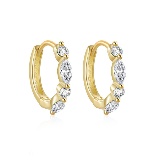 Gold-Plated Crystal Small Hoop Earrings