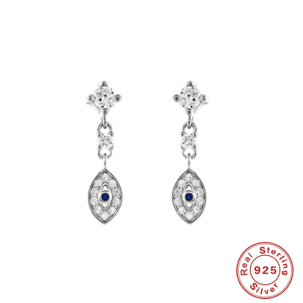 Sterling Silver Evil Eye Dangle Earrings