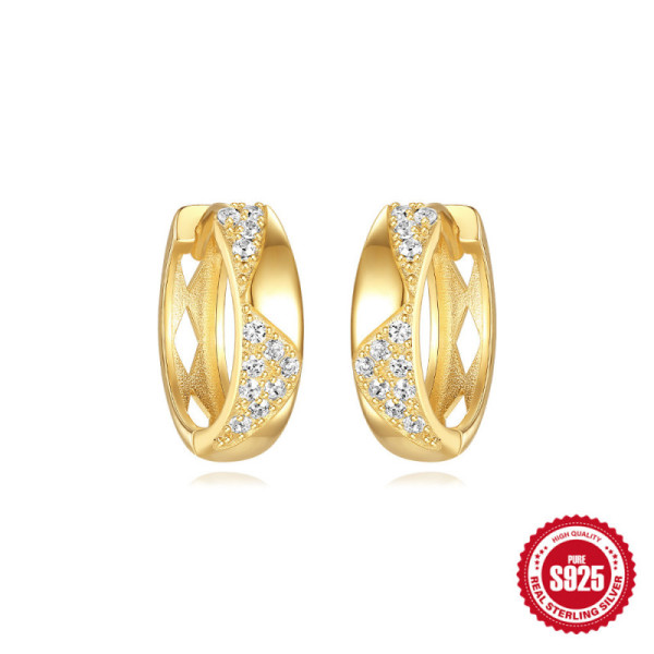 Gold-Plated Pavé Huggie Earrings