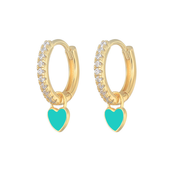 Gold Plated Pavé Heart Enamel Hoop Earrings