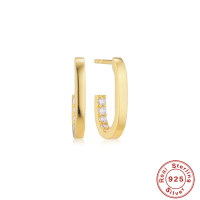 Gold-Plated Cubic Zirconia Huggie Earrings