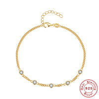 Gold-Plated Crystal Bezel Chain Bracelet