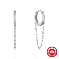 925 Silver Chain Link Huggie Earrings