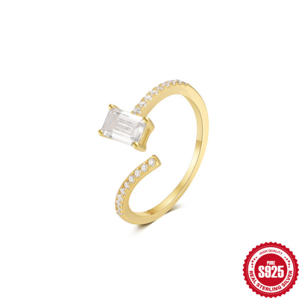 Gold-Finish Open Band Ring with Cubic Zirconia