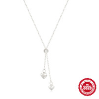 925 Silver Heart Lariat Necklace