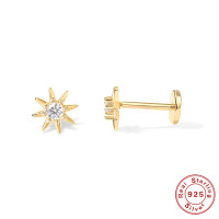 925 Silver Gold-Tone Star Stud Earrings