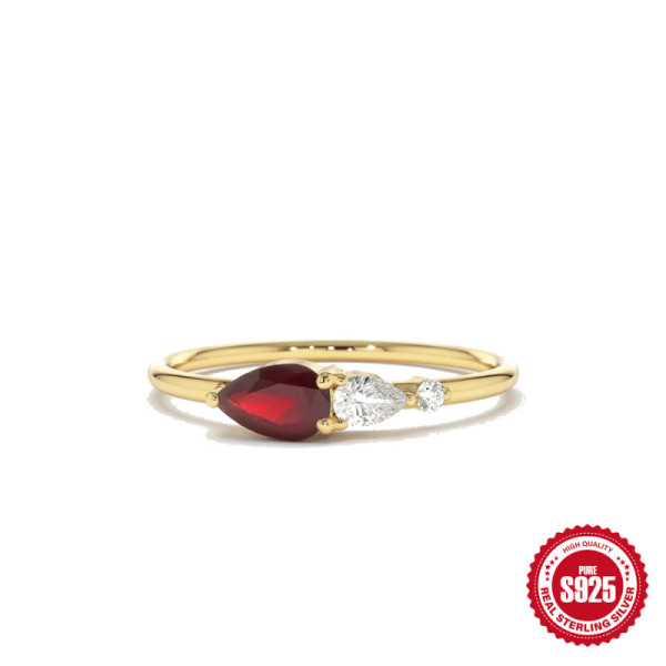 Gold-Plated Mixed Stone Band Ring