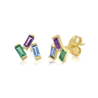 Gold-Plated Multicolor Geometric Stud Earrings