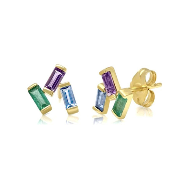 Gold-Plated Multicolor Geometric Stud Earrings