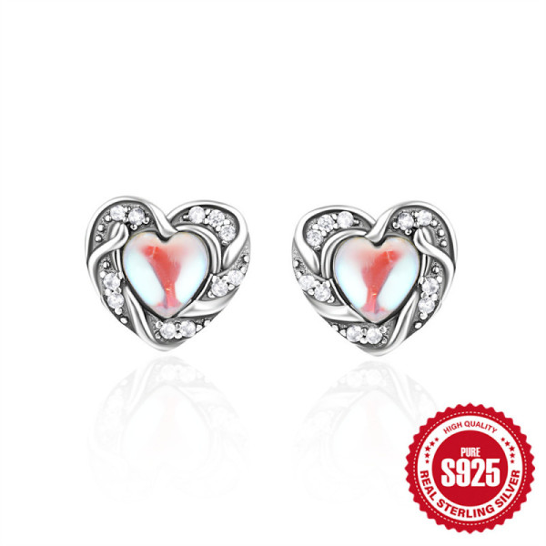 925 Silver Heart Stud Earrings