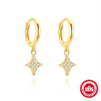 Gold-Plated Star Pavé Huggie Earrings