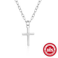 925 Silver Minimalist Cross Pendant Necklace