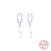 Sterling Silver Lightning Bolt Hoop Earrings