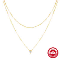 Gold-Plated Layered Necklace with Cubic Zirconia