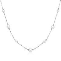 925 Silver Pearl Station Necklace