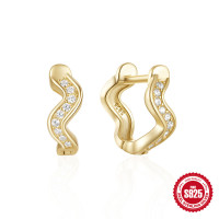 Gold-Plated Wave Huggie Earrings