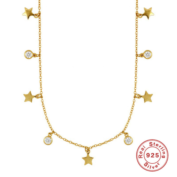 925 Silver Gold-Plated Star Charm Necklace