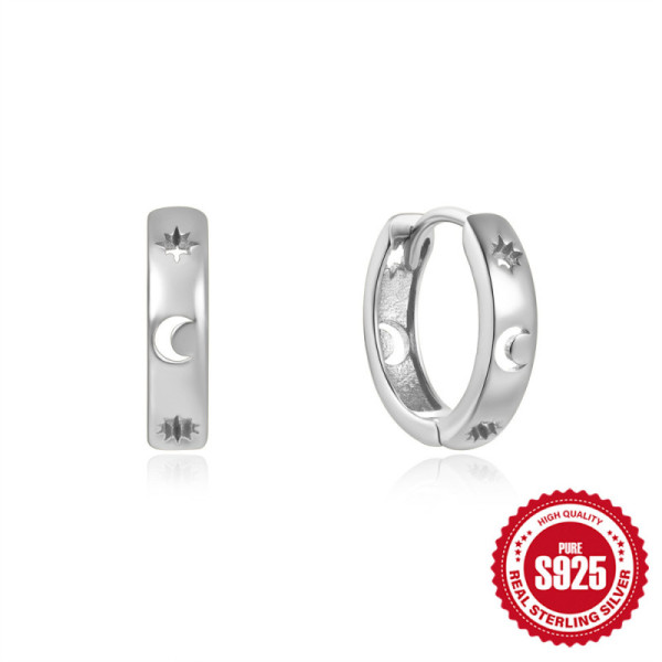 925 Silver Celestial Huggie Earrings