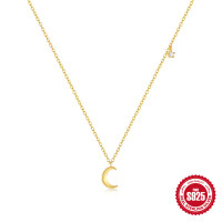 Gold-Plated Crescent Moon Pendant Necklace
