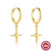 Gold-Plated Star Charm Huggie Earrings