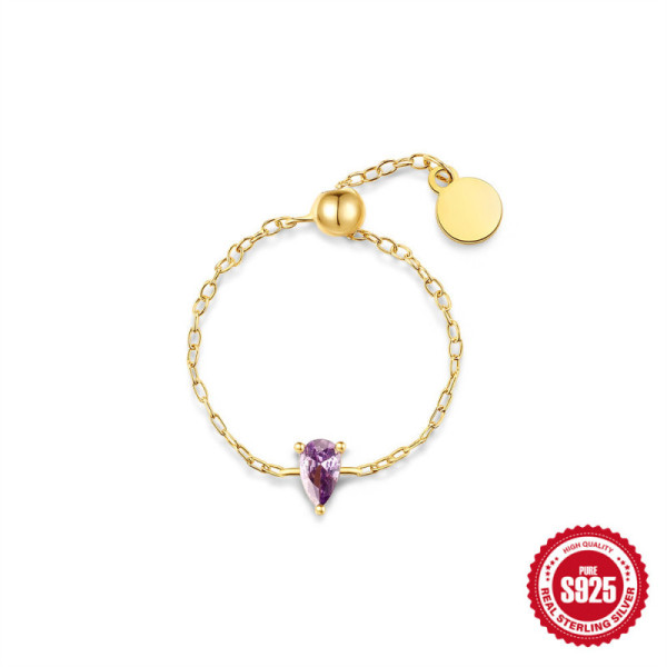 Gold-Plated Amethyst Chain Bracelet