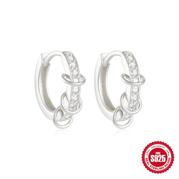 925 Silver Pavé Crystal Hoop Earrings