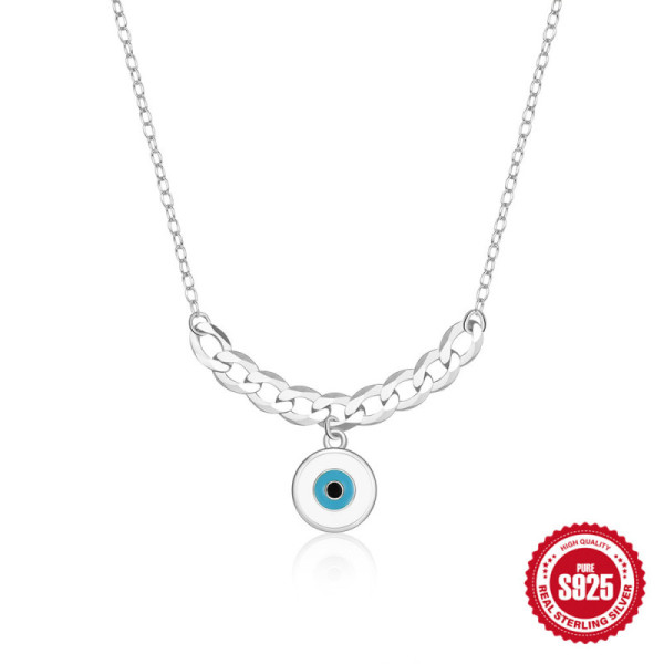 Sterling Silver Evil Eye Pendant Necklace