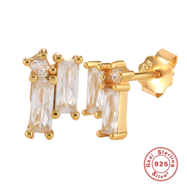 Gold-Plated Cubic Zirconia Stud Earrings