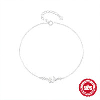 925 Silver Crescent Moon Chain Bracelet