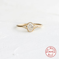 925 Silver Oval Diamond Solitaire Ring