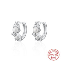 925 Silver Freshwater Pearl Huggie Earrings