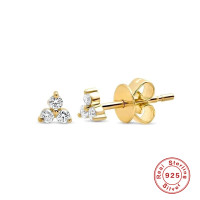 Gold Trio Cubic Zirconia Stud Earrings