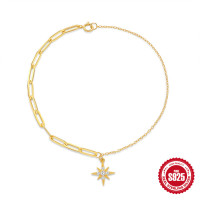 Gold-Plated Star Charm Link Bracelet