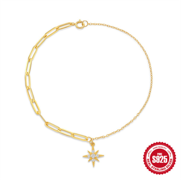 Gold-Plated Star Charm Link Bracelet