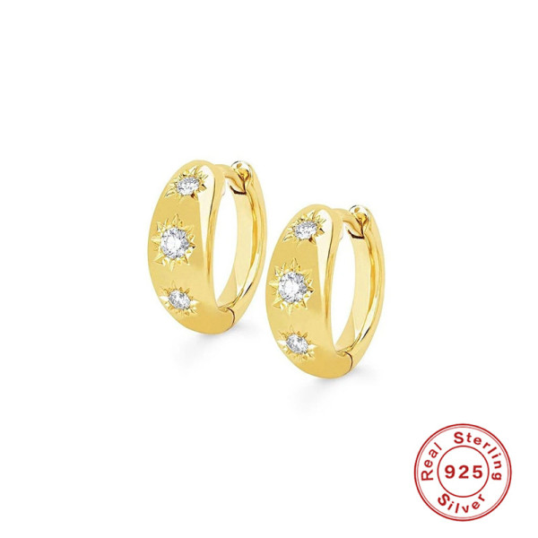 Gold-Plated Crystal Small Hoop Earrings