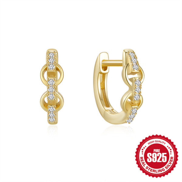Gold-Plated Pavé Huggie Earrings