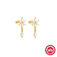 Gold-Plated Floral Dangle Earrings