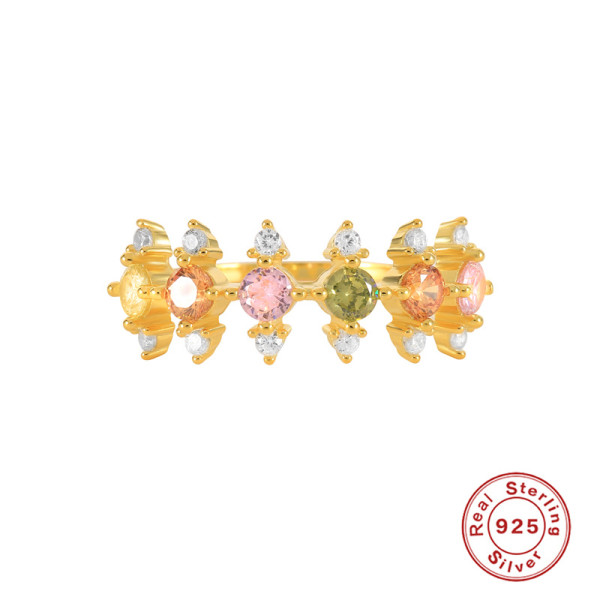 Gold-Plated Multicolor Floral Gemstone Band