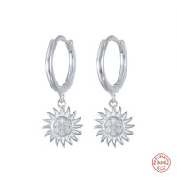 925 Silver Sunflower Pavé Dangle Earrings